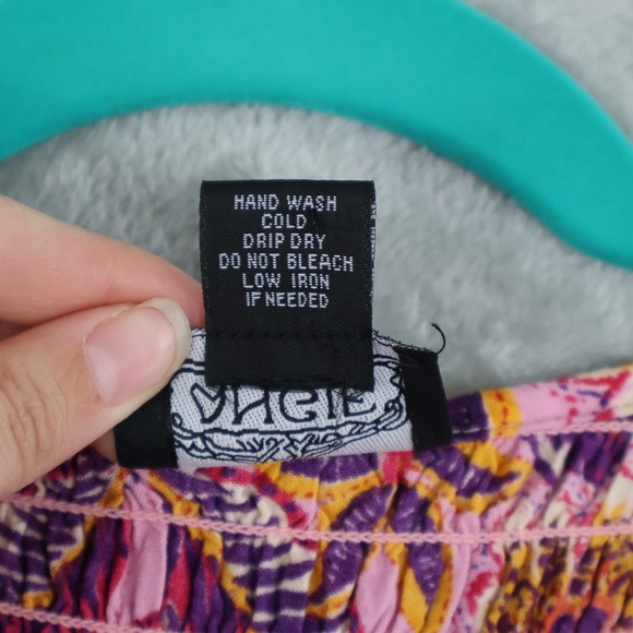 Angie Smocked Maxi Dress Womens M Pink V-Neck Boho Bohemian Hippie Cottage Flowy - Picture 6 of 16